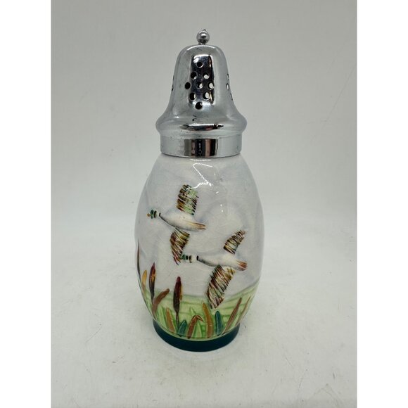 Vintage Hand Painted Staffordshire Shorter & Son Salt Sugar Shaker Chrome Lid En - Picture 1 of 8